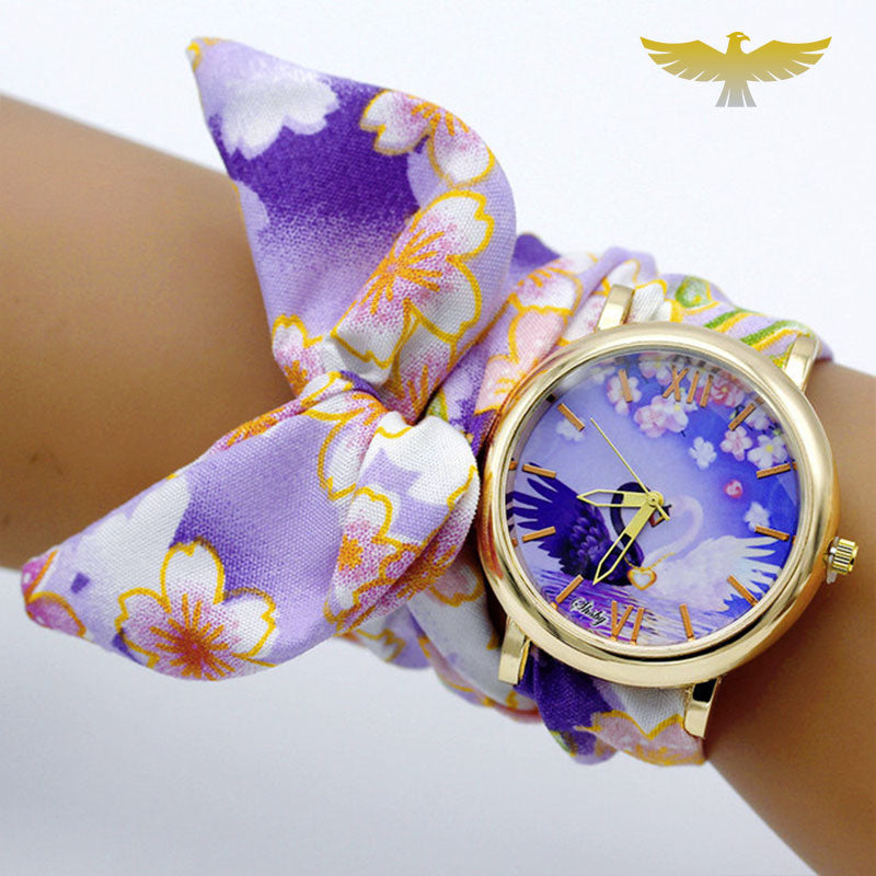 Montre foulard femme bleu