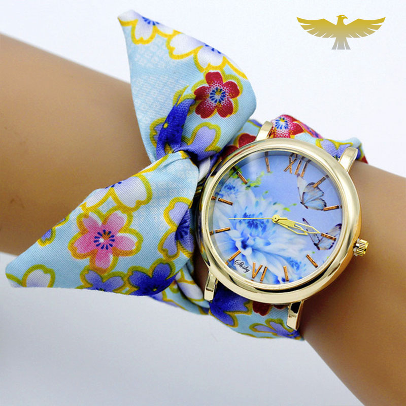 Montre foulard femme bleu