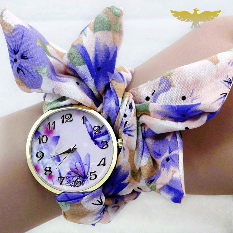 Montre foulard femme bleu