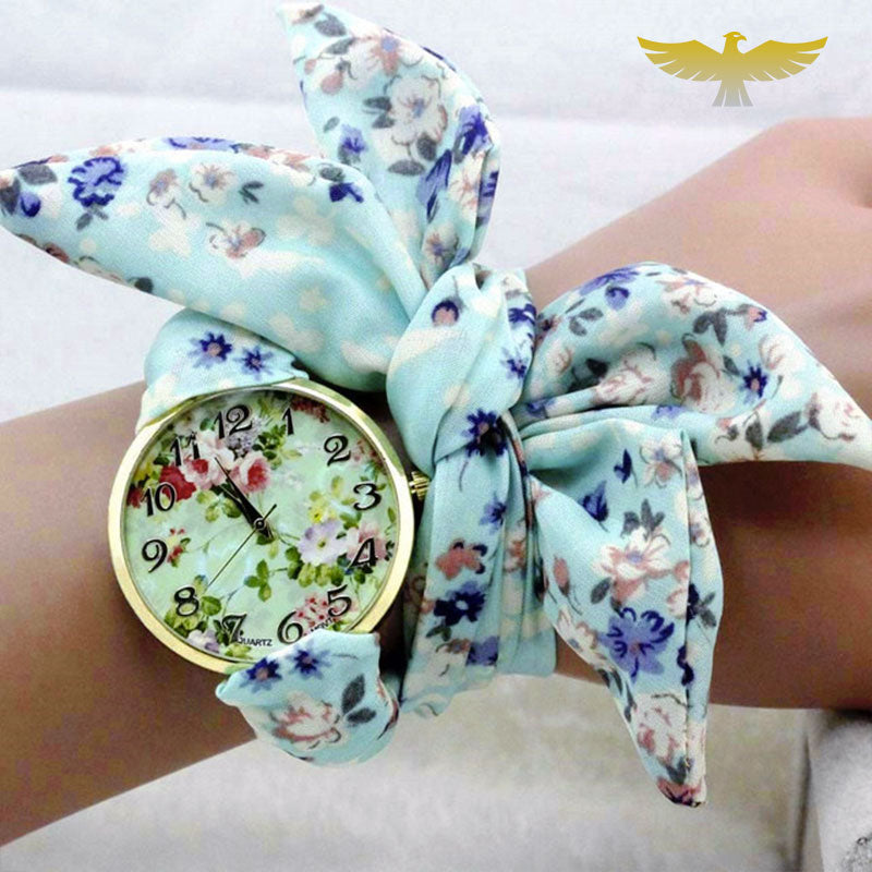 Montre foulard femme bleu