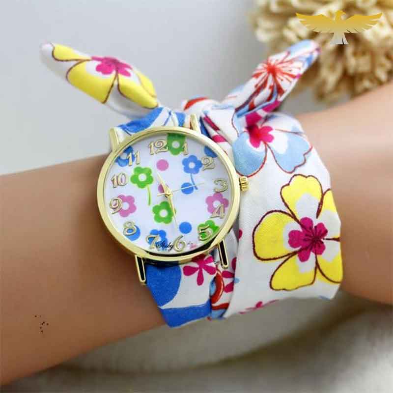 MONTRE FOULARD FEMME FLEURS MYOSOTIS