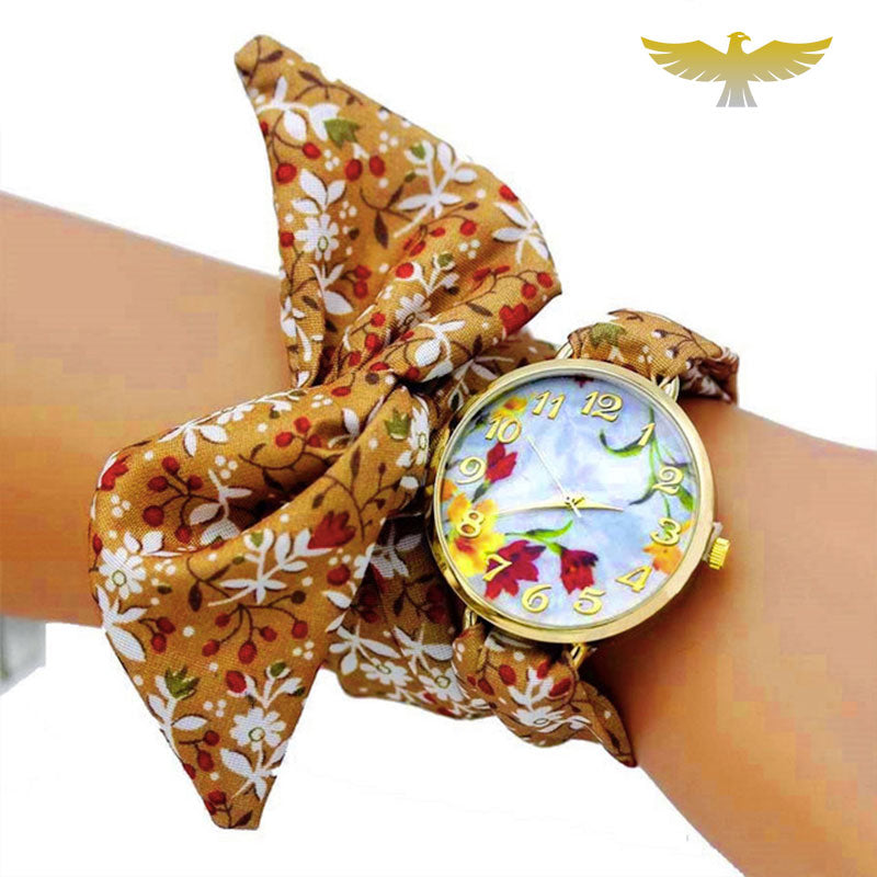 Montre foulard femme tissu fleuri