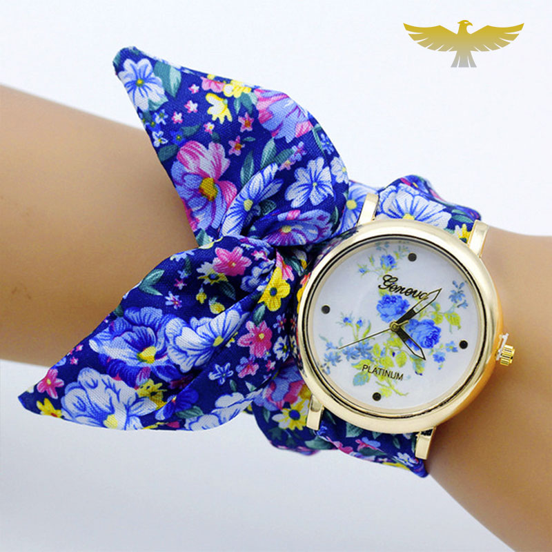 Montre foulard femme tissu fleuri