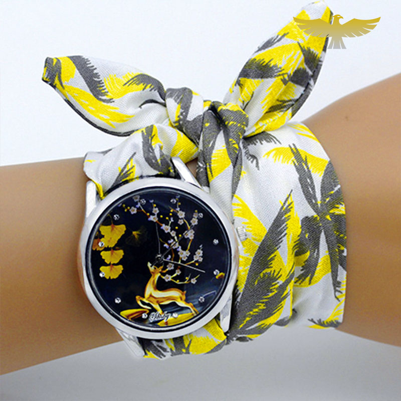 Montre foulard femme tissu fleuri