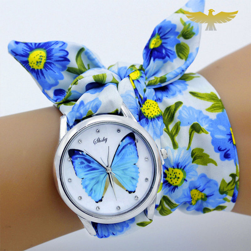 Montre foulard femme tissu fleuri