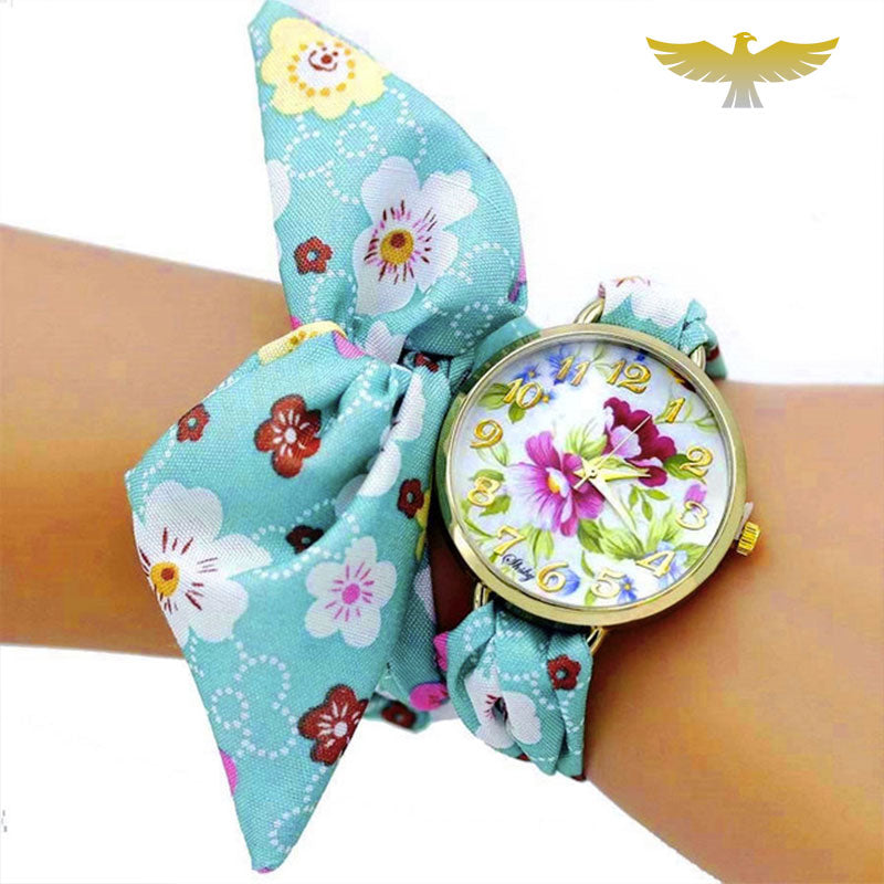 Montre foulard femme tissu fleuri