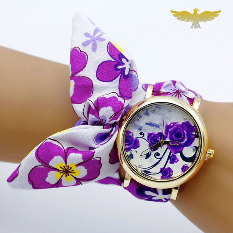 Montre foulard femme tissu fleuri