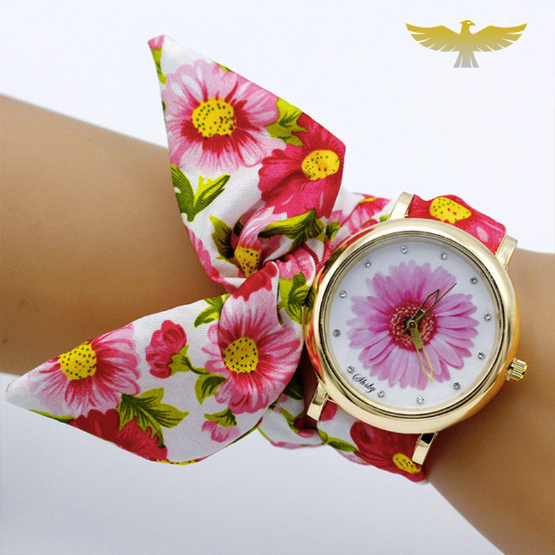 Montre foulard femme tissu fleuri