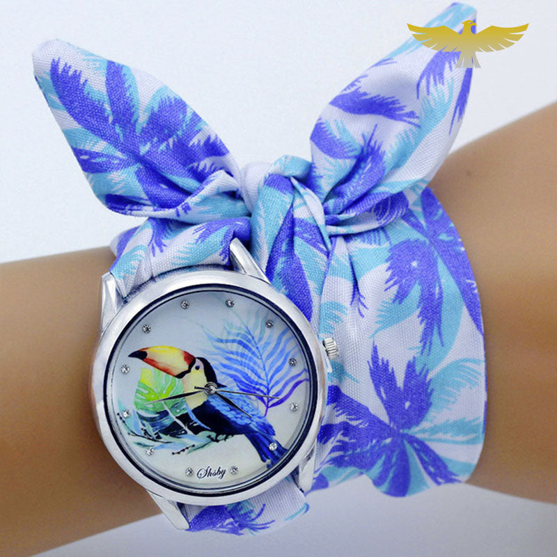 Montre foulard femme tissu fleuri