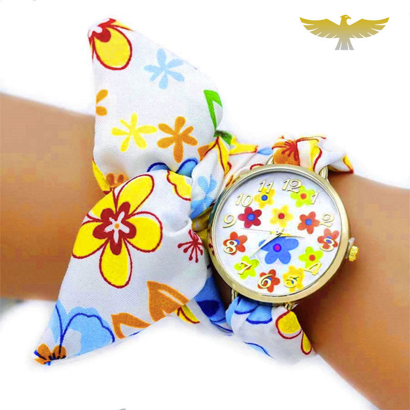 Montre foulard femme tissu fleuri