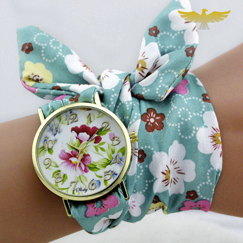 Montre foulard femme tissu fleuri