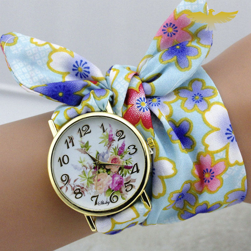 Montre foulard femme tissu fleuri