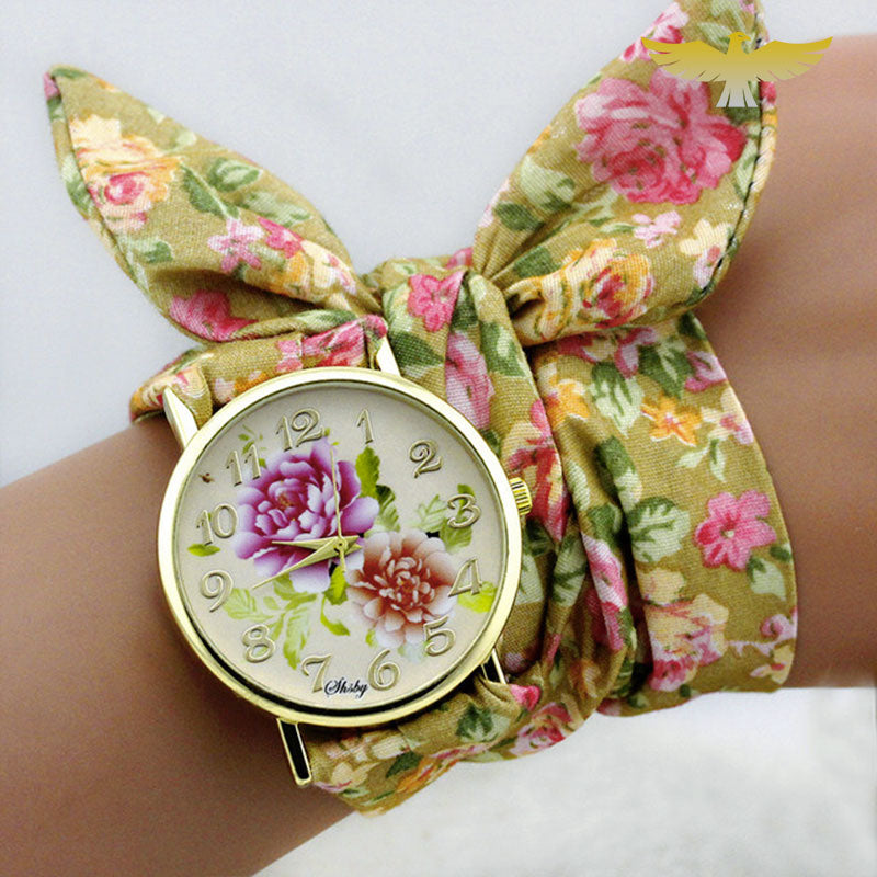 Montre foulard femme tissu fleuri