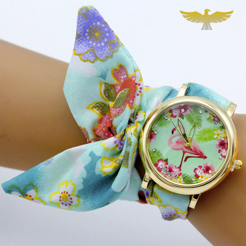 Montre foulard femme tissu fleuri