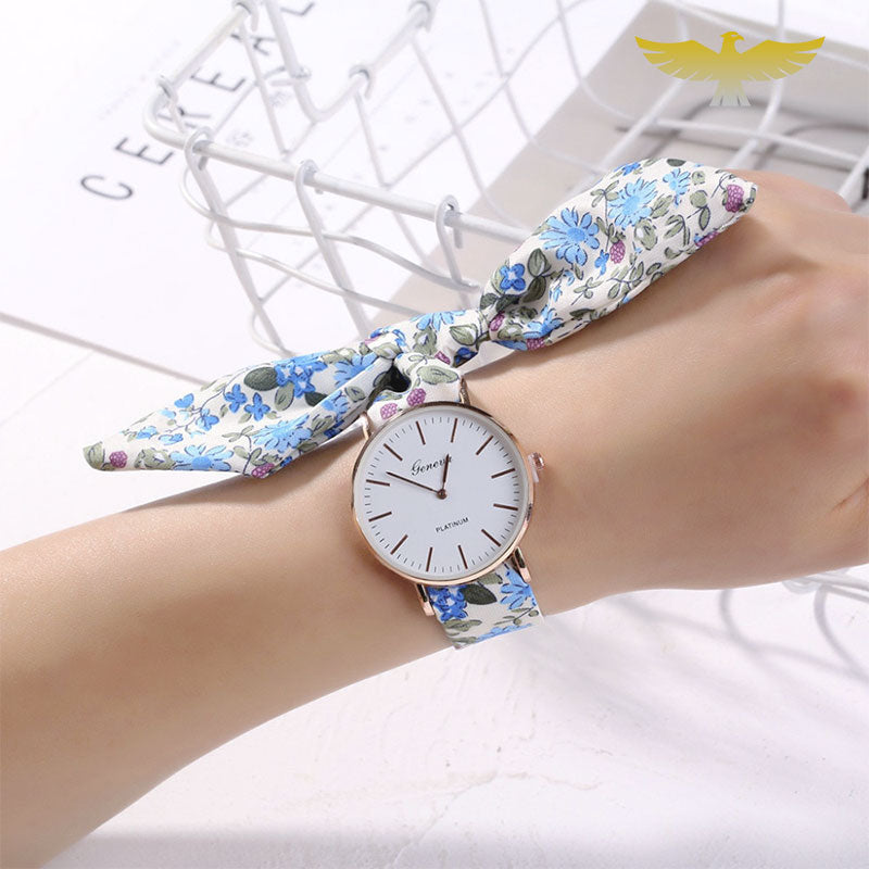 Montre foulard fleurs de printemps