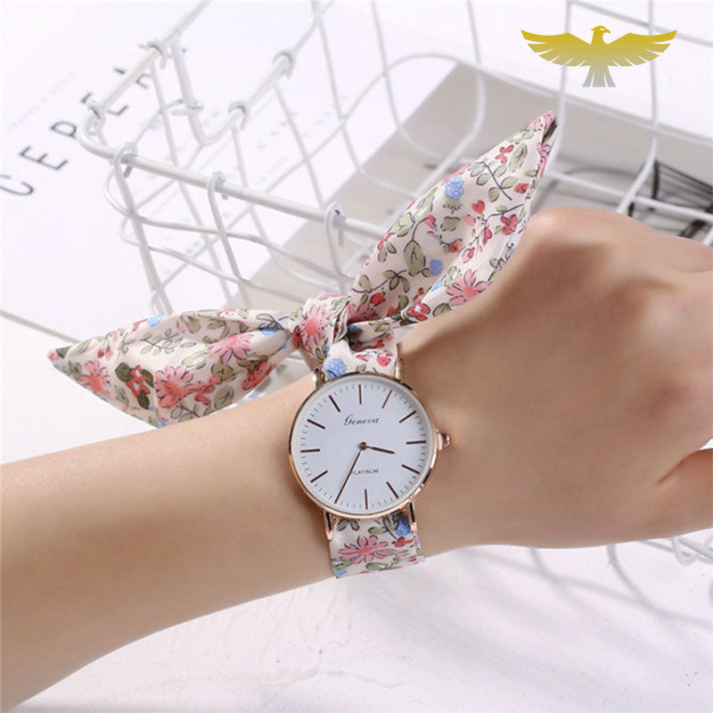 Montre foulard fleurs de printemps