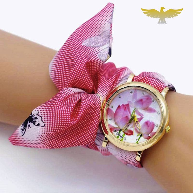 Montre foulard fleurs femme