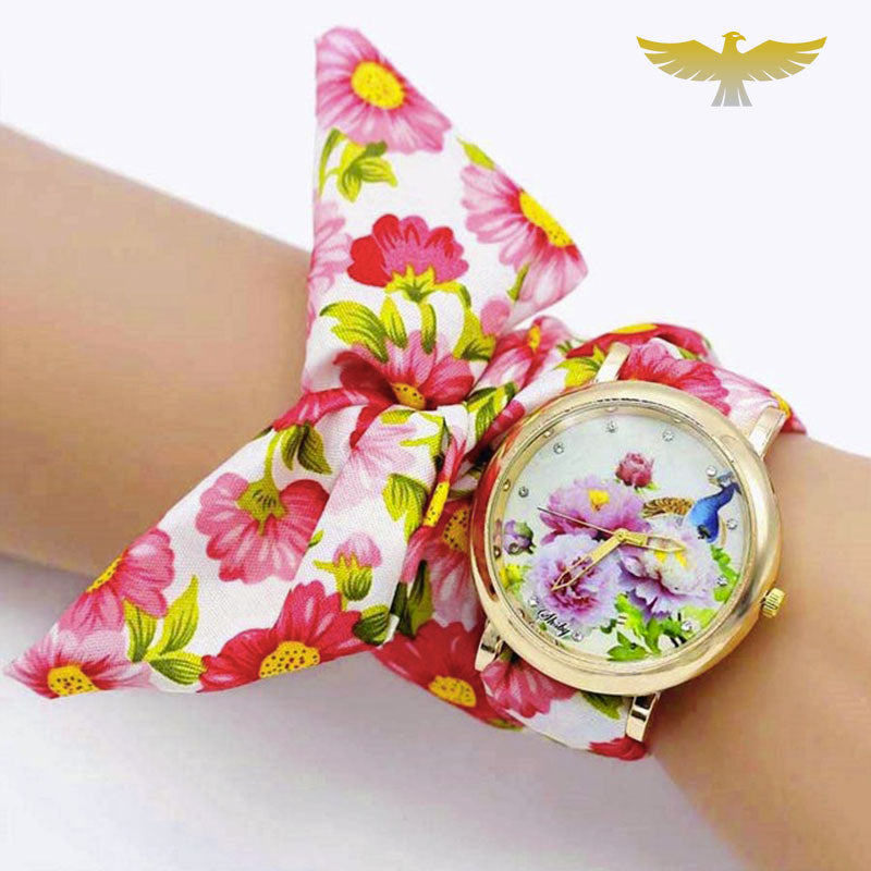 Montre foulard fleurs femme