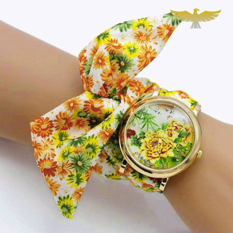 Montre foulard fleurs femme