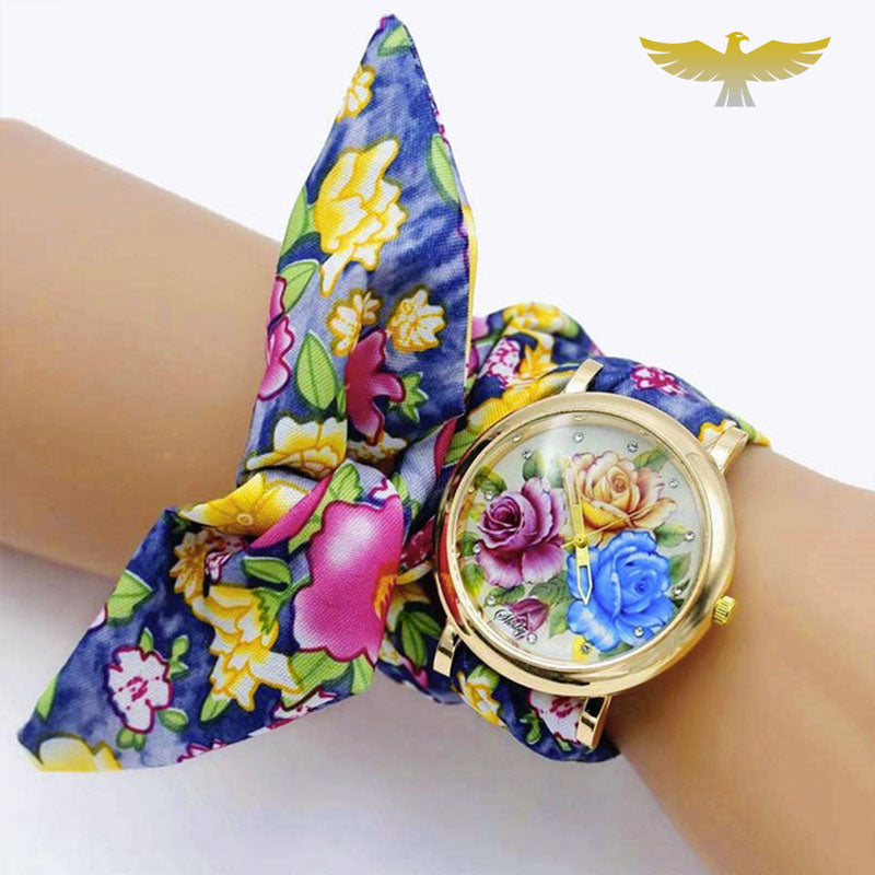 Montre foulard fleurs femme