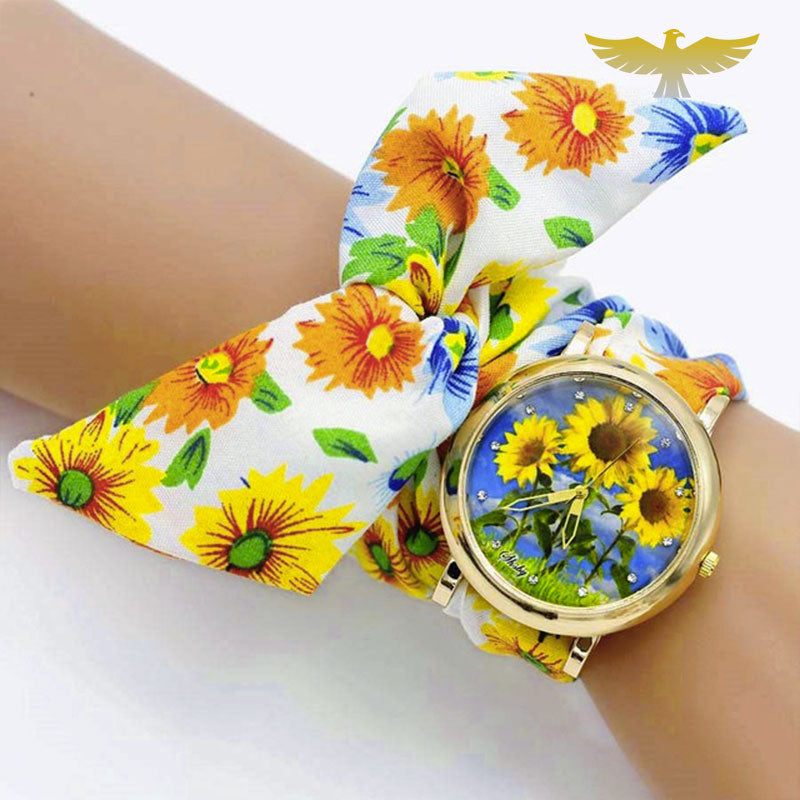 Montre foulard fleurs femme