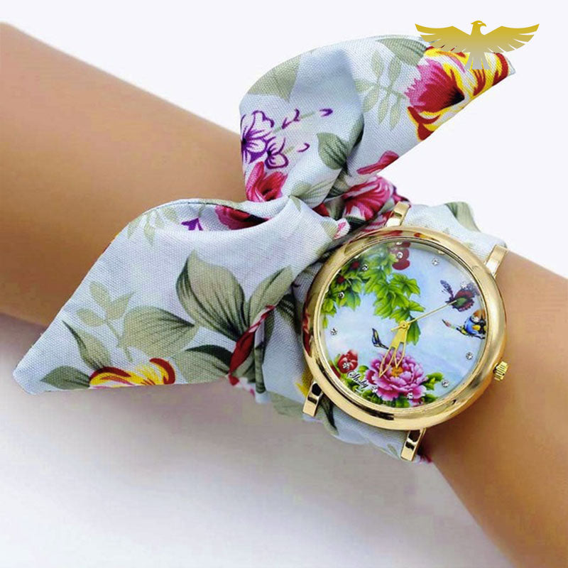 Montre foulard fleurs femme