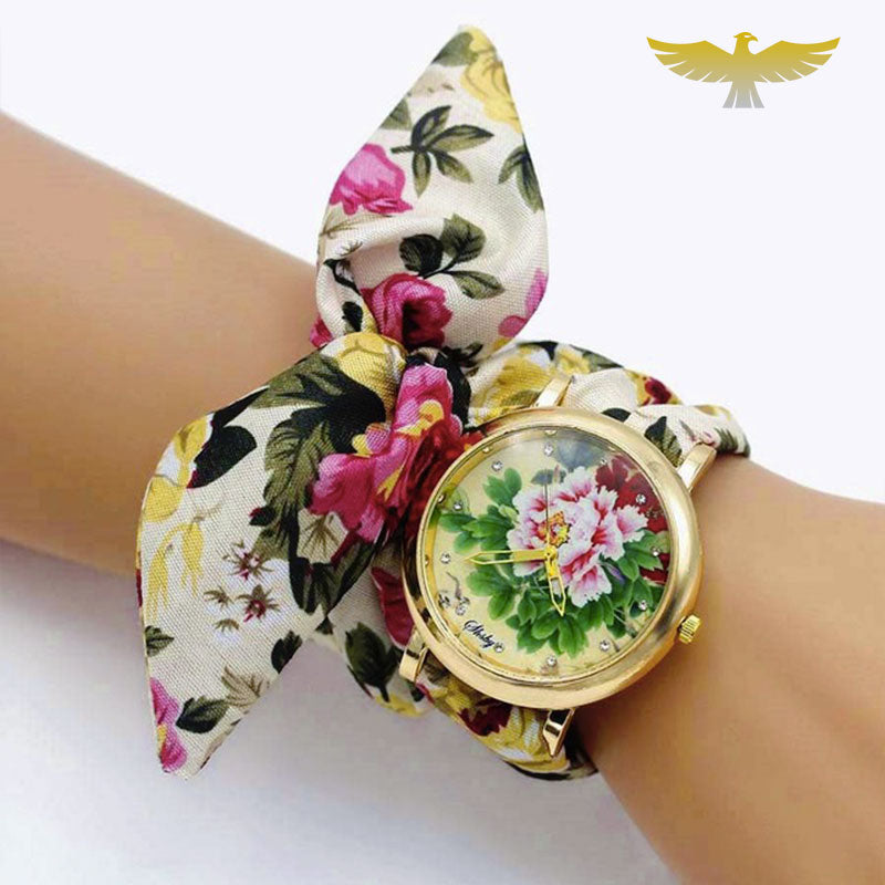 Montre foulard fleurs femme