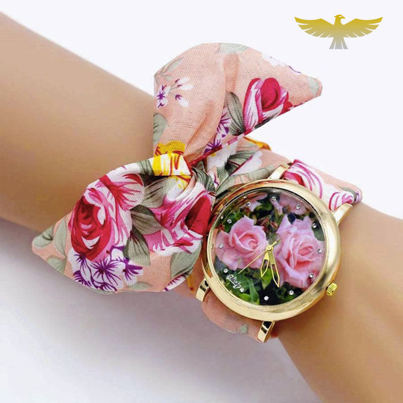 Montre foulard fleurs femme