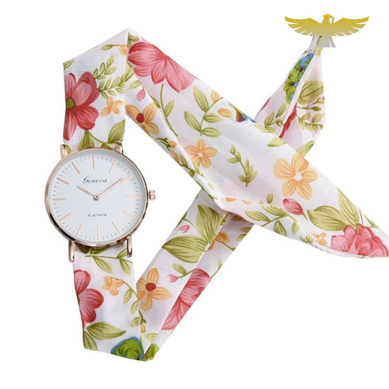 Montre foulard motif floral