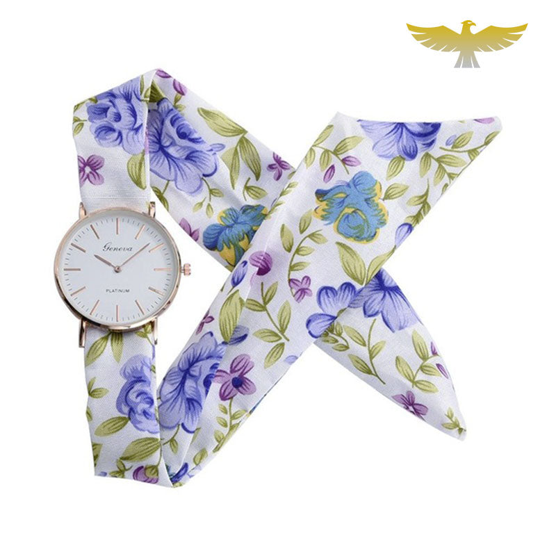 Montre foulard motif floral