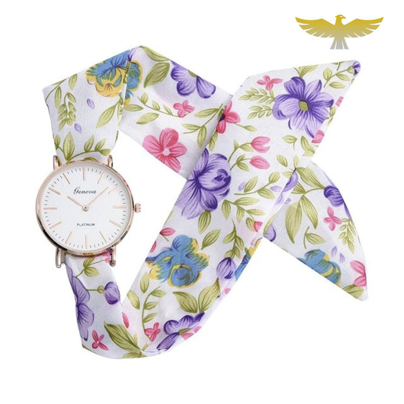 Montre foulard motif floral