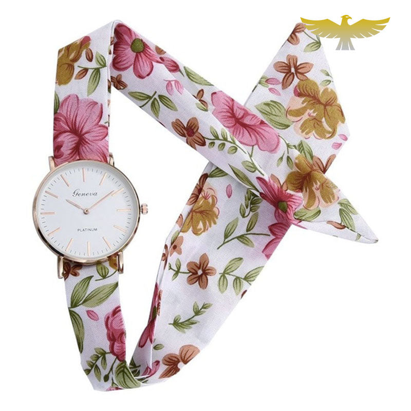 Montre foulard motif floral