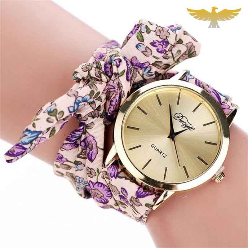 MONTRE FOULARD VIOLETTE À IMPRIMÉ FLORAUX