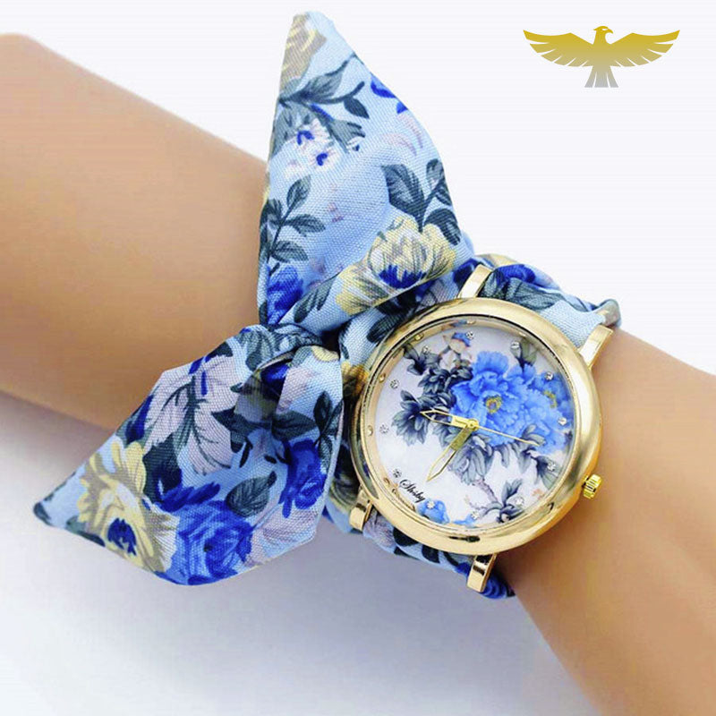 Montre foulard tissu fleuri