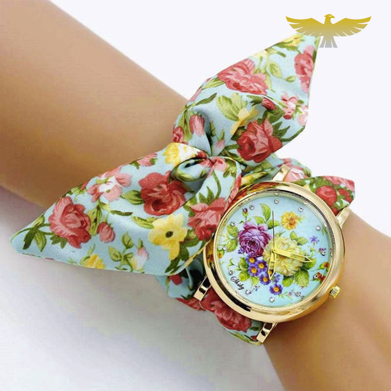 Montre foulard tissu fleuri