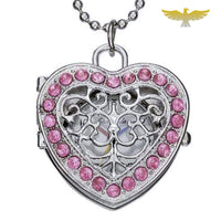 MONTRE COLLIER PENDENTIF EN CŒUR ET DIAMANT ROSE