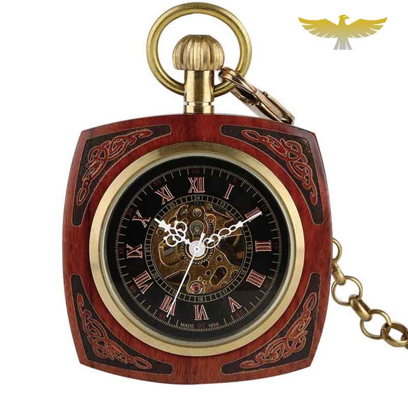 MONTRE DE POCHE GOUSSET EN BOIS JATOBA ROUGE