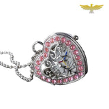 MONTRE COLLIER PENDENTIF EN CŒUR ET DIAMANT ROSE