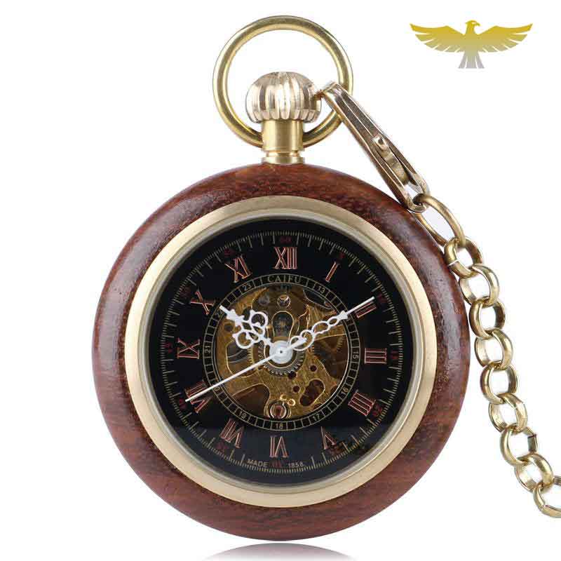 MONTRE DE POCHE GOUSSET EN BOIS BUBINGA