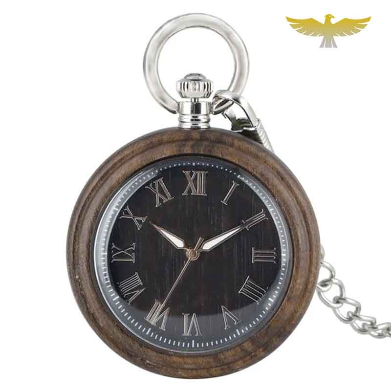 MONTRE DE POCHE GOUSSET EN BOIS TAMARIN NOIR