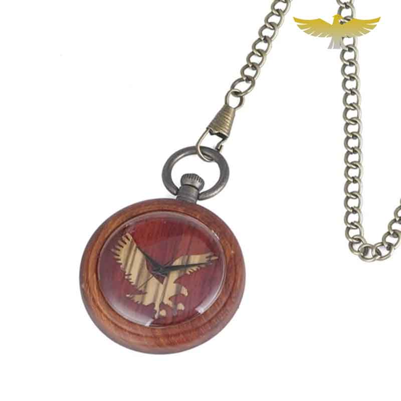 MONTRE DE POCHE GOUSSET EN BOIS WENGUE ROUGE