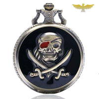 MONTRE DE POCHE GOUSSET FANTAISIE QUARTZ CRANE DE PIRATE