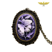 MONTRE COLLIER PAPILLON ORCHIDÉE POUR FEMME