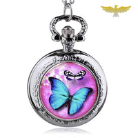 PENDENTIF MONTRE PAPILLON ROSE