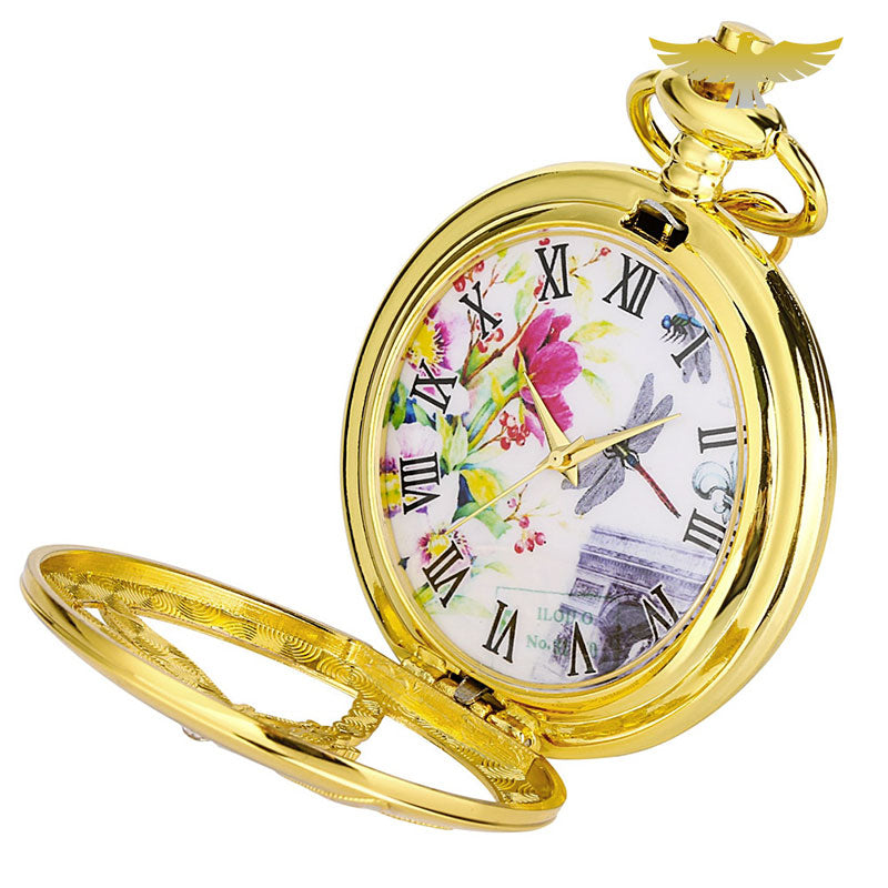 Montre de poche gousset or Libellule