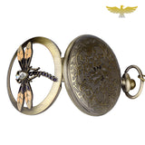 Montre à gousset bronze libellule