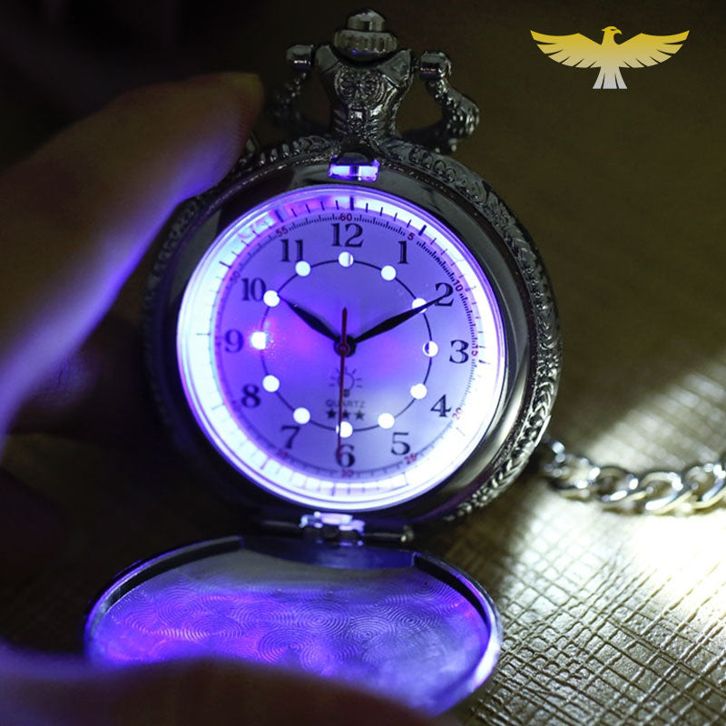 Montre gousset argent à quartz lumineuse