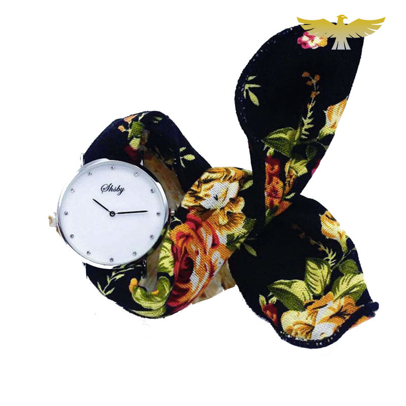 Montre foulard femme tissu noir