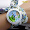 Montre foulard tissu bleu papillon 2