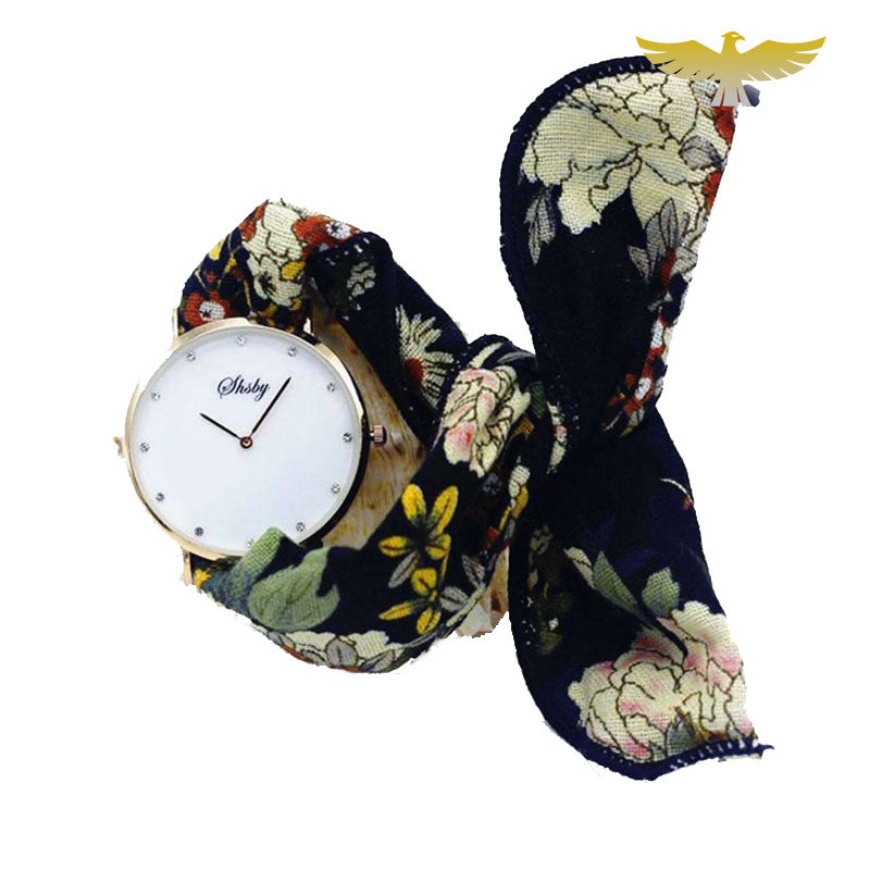 Montre foulard femme tissu noir